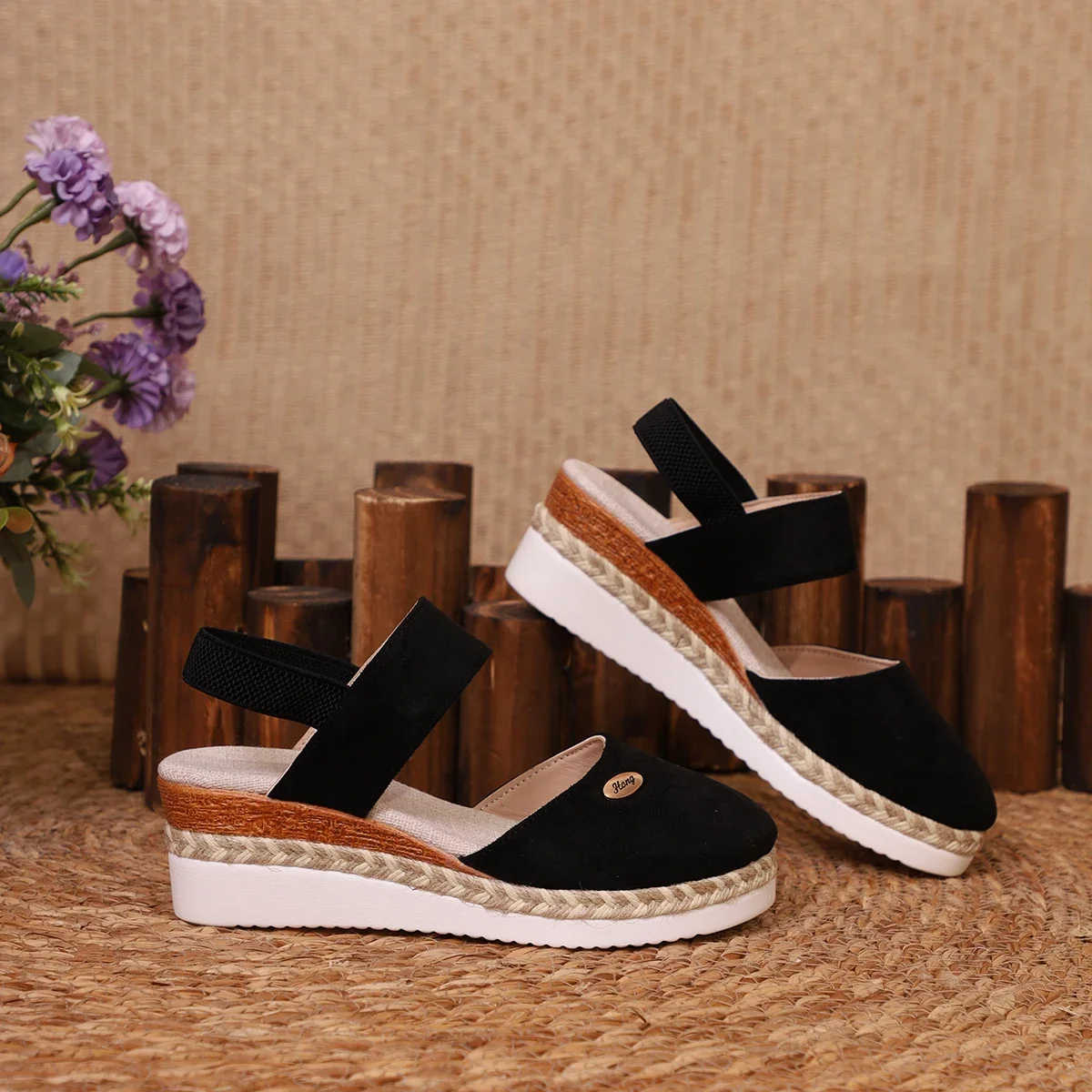 Spring Sale 45%π Women's Closed Toe Espadrille Wedge Sandals β Platform with Elastic Slingback