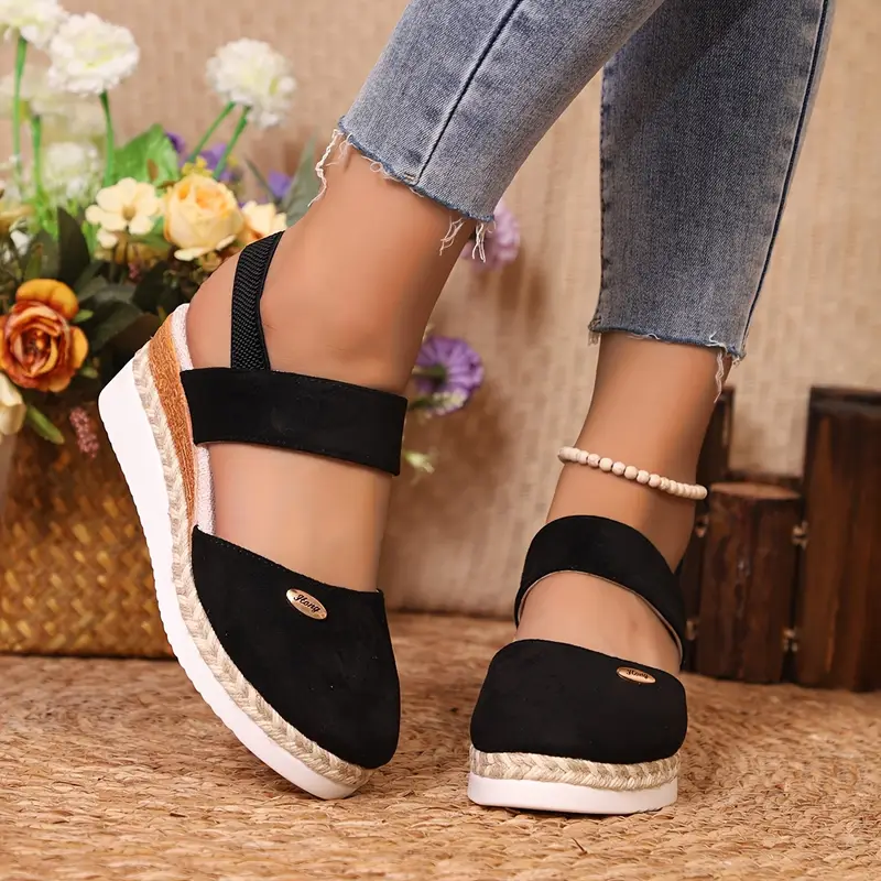 Spring Sale 45%π Women's Closed Toe Espadrille Wedge Sandals β Platform with Elastic Slingback