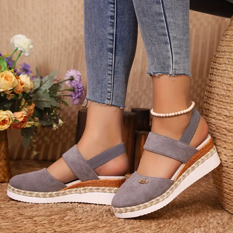 Spring Sale 45%π Women's Closed Toe Espadrille Wedge Sandals β Platform with Elastic Slingback