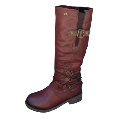 🎁Last Day 50% Off❤️ Women’s Vintage Leather Zipper High-top Wide Calf Boots