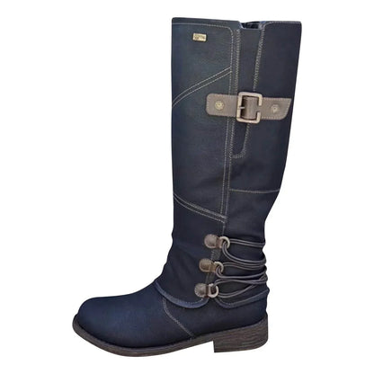 🎁Last Day 50% Off❤️ Women’s Vintage Leather Zipper High-top Wide Calf Boots