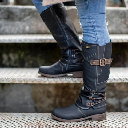 🎁Last Day 50% Off❤️ Women’s Vintage Leather Zipper High-top Wide Calf Boots