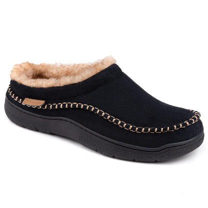 Men's Daily Non-Slip Warm Plush Wide Toe Slip-On Loafers Slippers