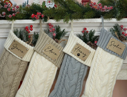 Personalized Family Christmas Stocking Monogram Stockings, Knitted Stocking with Name