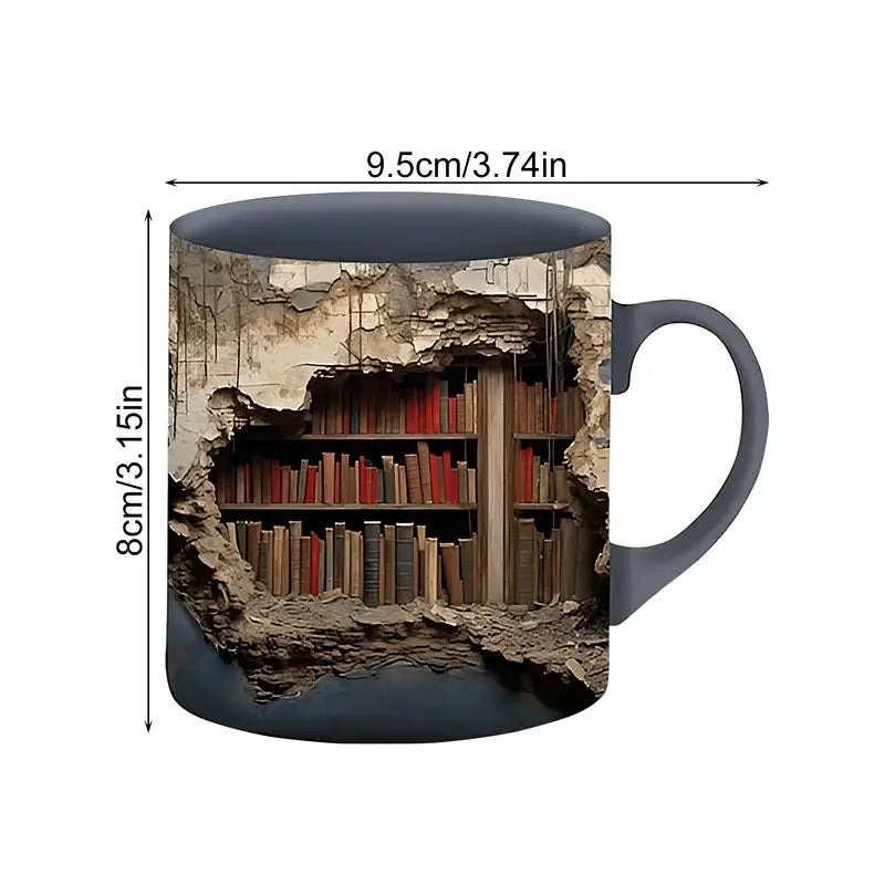 3D Bookshelf Mug Librarian Coffee Mug Ceramic Coffee Mugs MultiPurpose Mugs Book Club Cup Creative Space Design tea cups