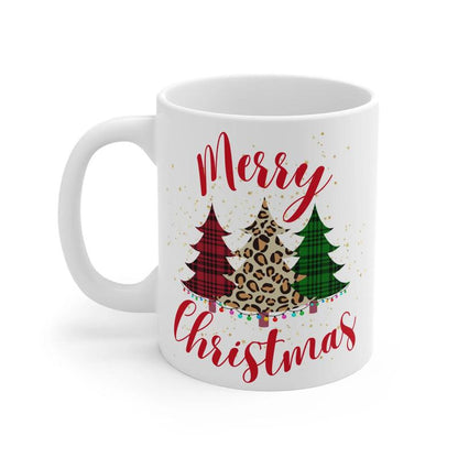 Merry Christmas Mug - Christmas Tree Design for Coffee Lovers - Perfect Winter Gift for Family - 11oz & 15oz Options.