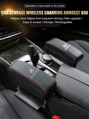 🚗Car driving elbow rest armrest box wireless charging storage box car seat gap storage box (2024 new model with exclusive logo customization)