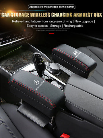 🚗Car driving elbow rest armrest box wireless charging storage box car seat gap storage box (2024 new model with exclusive logo customization)