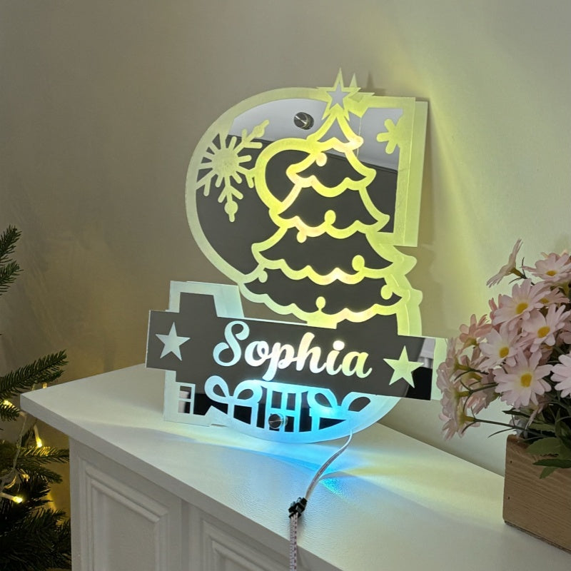 HOT SALE 45%🔥Personalized Name Initial Christmas tree Mirror Light