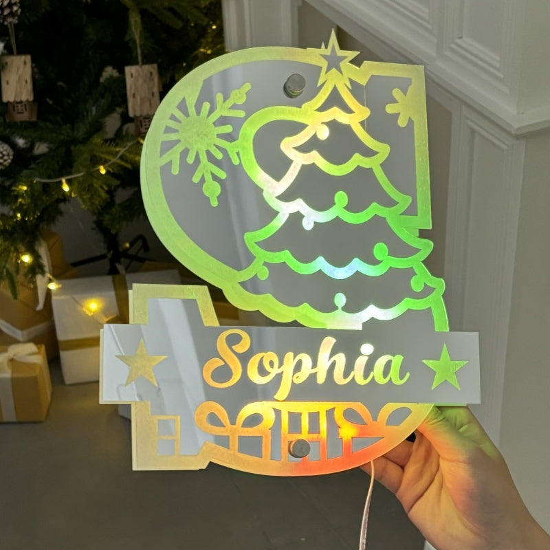 HOT SALE 45%🔥Personalized Name Initial Christmas tree Mirror Light