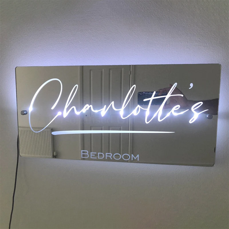 Custom Personalized Light Up Name Mirror, Custom Bedroom Sign Gift for Kids