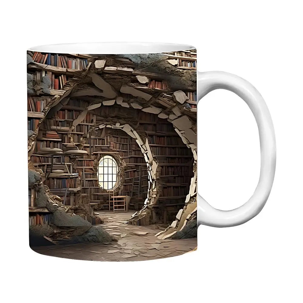 3D Bookshelf Mug Librarian Coffee Mug Ceramic Coffee Mugs MultiPurpose Mugs Book Club Cup Creative Space Design tea cups