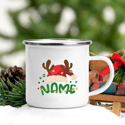 Personalized Christmas Mug Custom Name Holiday Mugs Deer Santa Hat Printed Coffee Cup Kids Xmas Party Favors Gift Hot Cocoa Cups