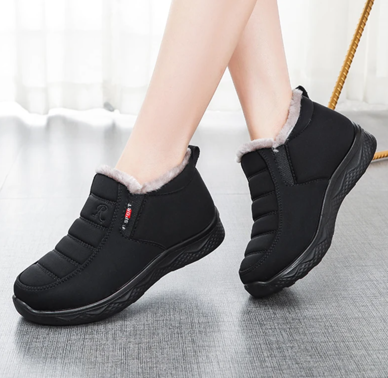 Women Winter Non-slip Waterproof Plush Slip-on Boots [Wide Width]