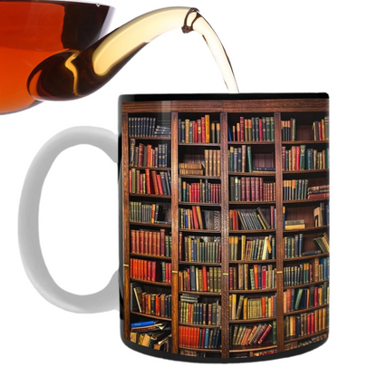 3D Bookshelf Library Ceramic Coffee Mugs (12oz/350ml)