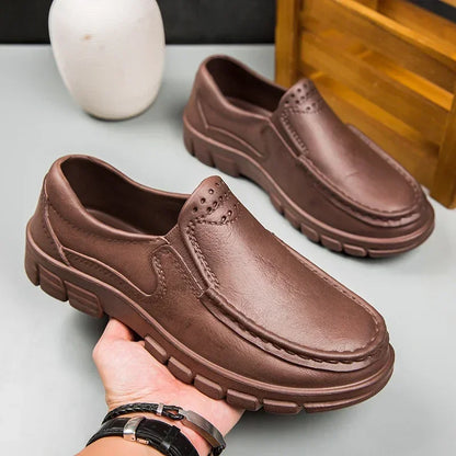 Men’s Black EVA Slip-on Work Shoes - Comfortable Chef Shoes for Driving and Office Use, All-Season Casual Footwear