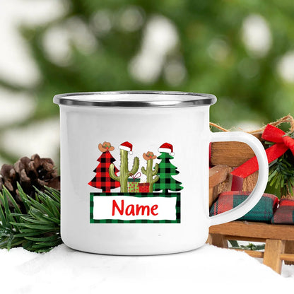 Personalized Christmas Mug Custom Name Holiday Mugs Deer Santa Hat Printed Coffee Cup Kids Xmas Party Favors Gift Hot Cocoa Cups