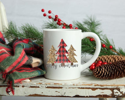 Christmas Tree Trio Christmas Coffee Mug, 11oz or 15oz Mug.