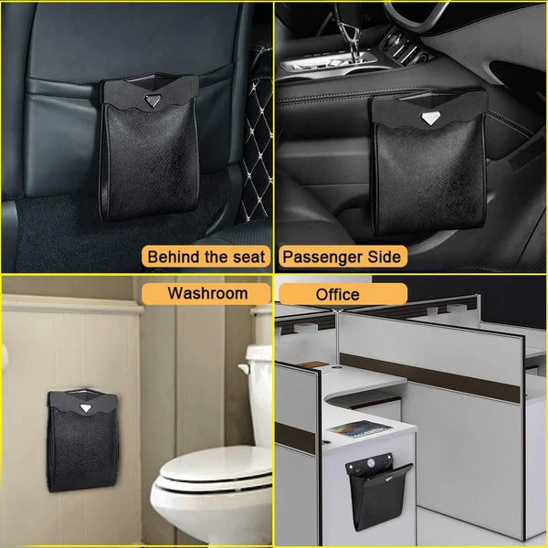 HOT SALE🔥 Smart LED Waterproof Car Leather Trash Can