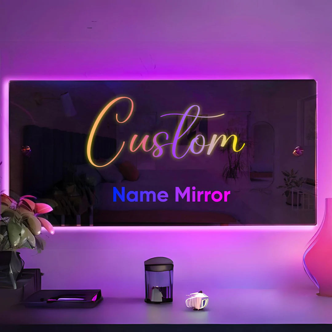 Custom Personalized Light Up Name Mirror, Custom Bedroom Sign Gift for Kids