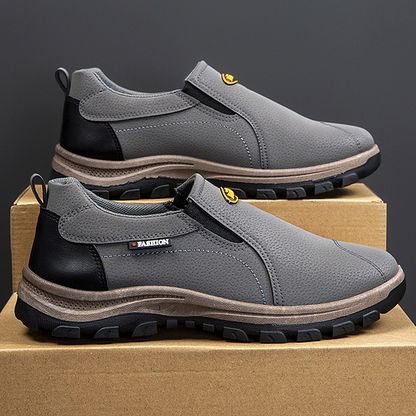 Men's Outdoor Breathable Genuine Leather Shoes Non-slip Slip-On Shoes Arch Support Orthopedic Shoes