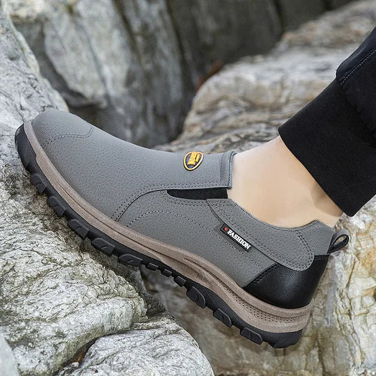 Men's Outdoor Breathable Genuine Leather Shoes Non-slip Slip-On Shoes Arch Support Orthopedic Shoes