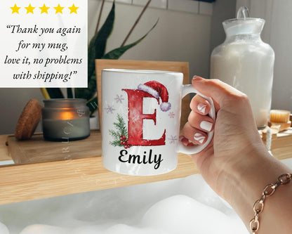 Personalized Christmas Ceramic Coffee Mug, Custom Name Mug