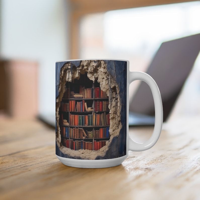 Bookshelves Hole In A Wall Mug(12oz)