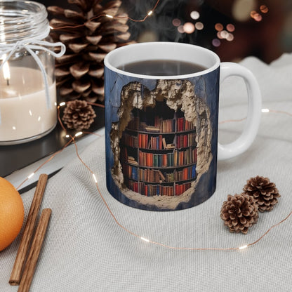 Bookshelves Hole In A Wall Mug(12oz)