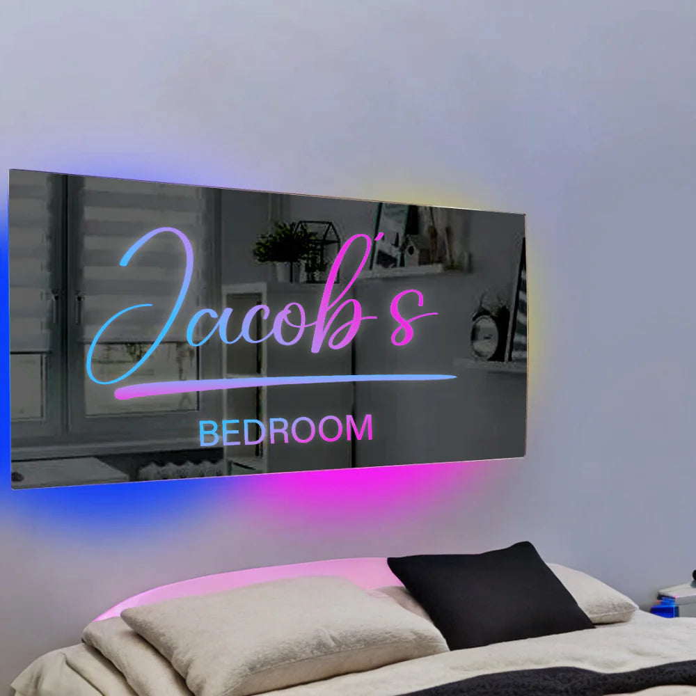 Custom Personalized Light Up Name Mirror, Custom Bedroom Sign Gift for Kids